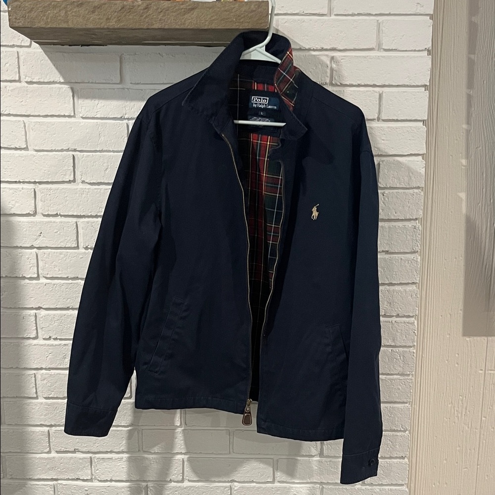 Polo by Ralph Lauren Men's Dark Blue Jacket with Plaid Lining
